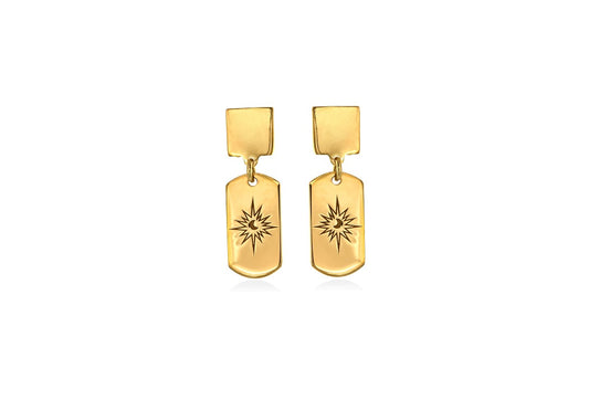 MOONLIGHT mini tag goldplated silver earrings