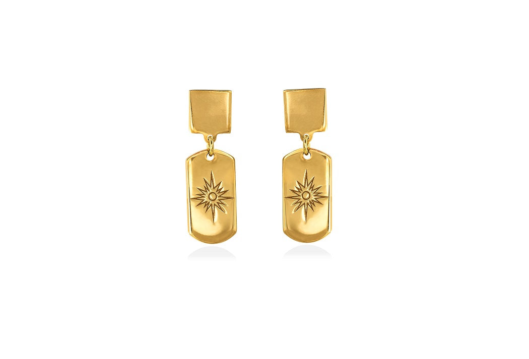 SUNSHINE mini tag goldplated silver earrings