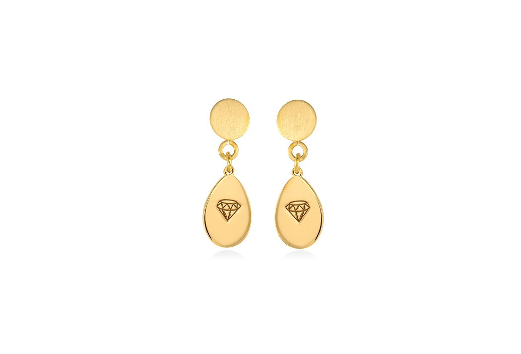 DIAMOND mini drop goldplated silver earrings