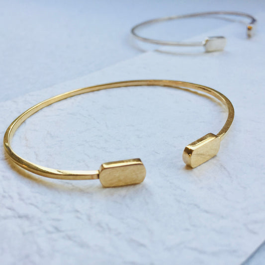 double tiny tag bracelet | silver cuff bracelet