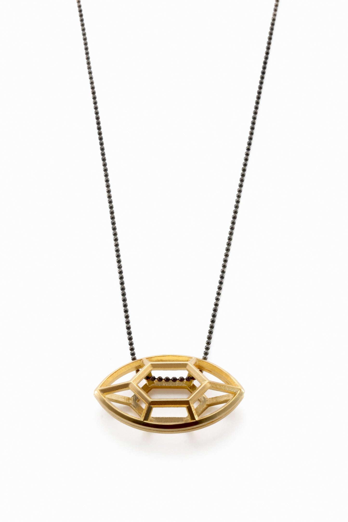 Navette | large goldplated silver pendant