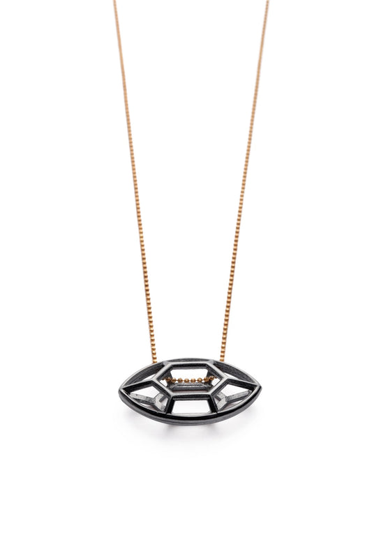Navette | large rhodiumplated silver pendant