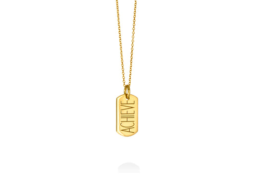 ACHIEVE | mini tag 18 k gold plated vermeil pendant