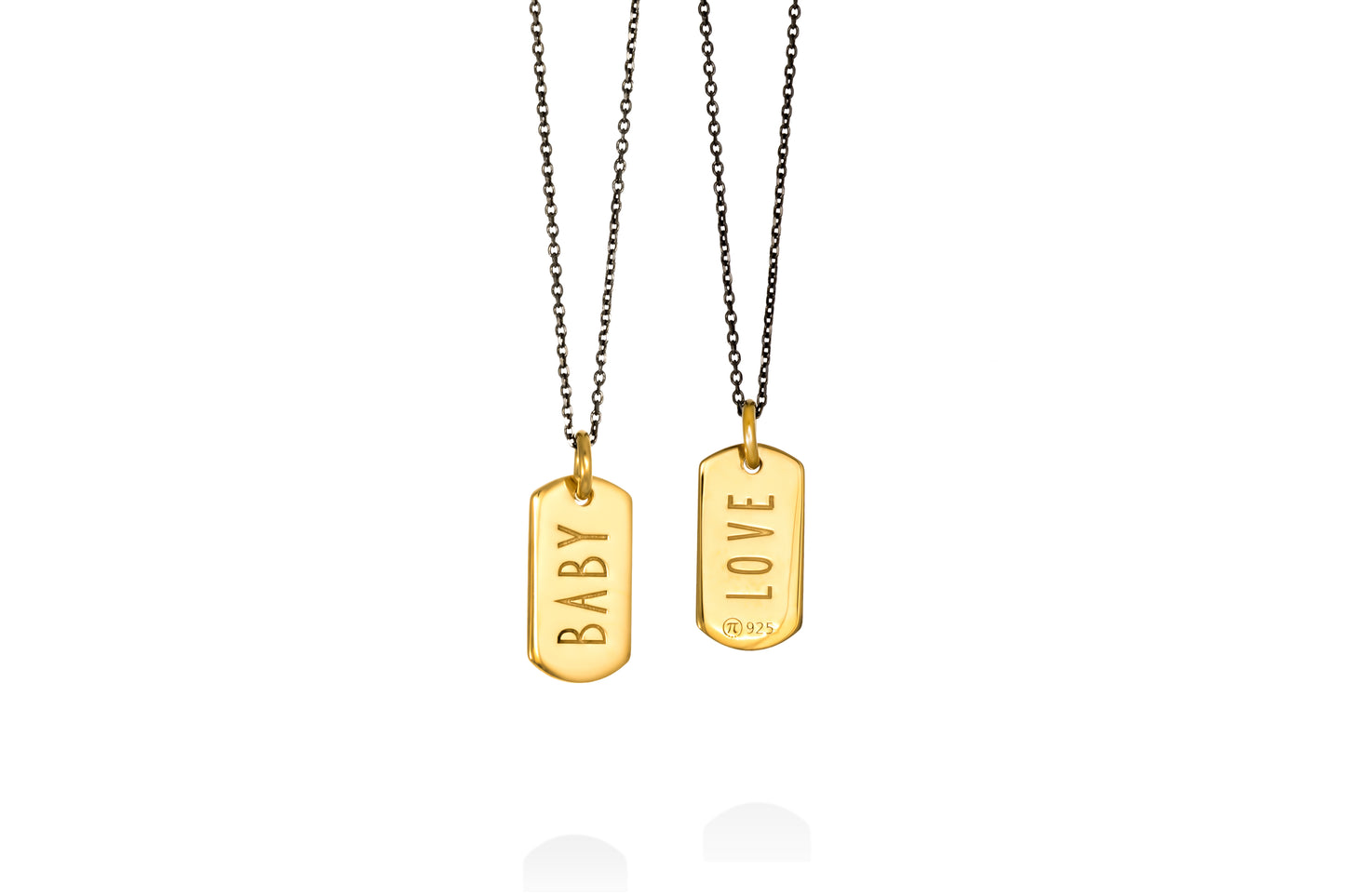 BABY/LOVE double face | mini tag 18 k gold plated vermeil pendant