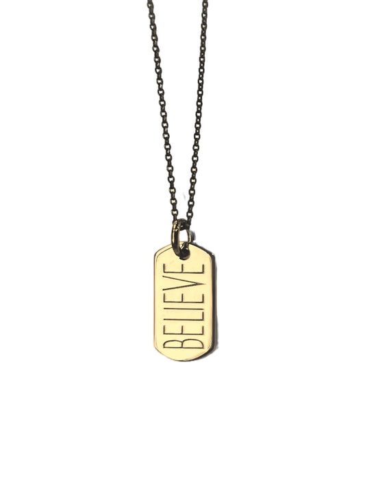 BELIEVE | mini tag 18 k gold plated vermeil pendant