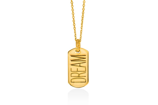 DREAM | mini tag 18k gold plated vermeil pendant
