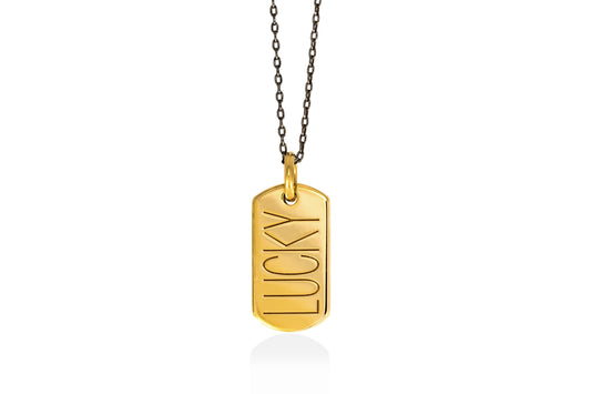 LUCKY | mini tag 18k gold plated vermeil pendant