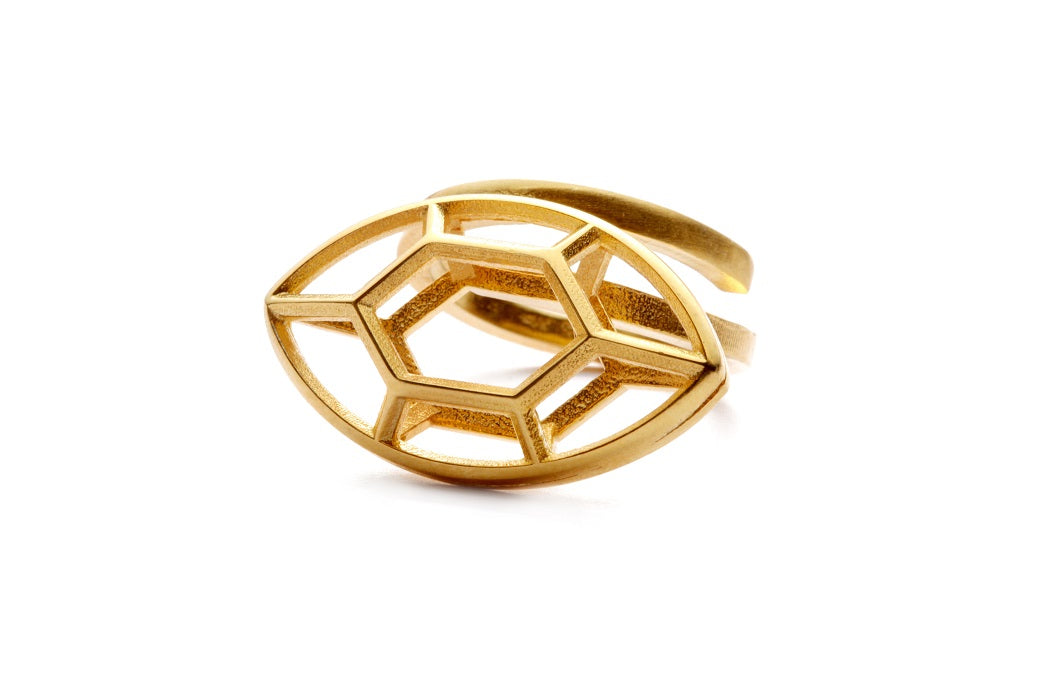 Navette | large goldplated silver ring