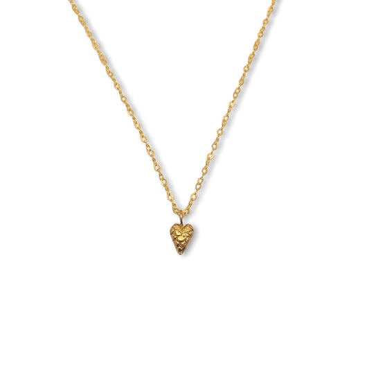 Tiny strawberry heart pendant | silver 22k goldplated