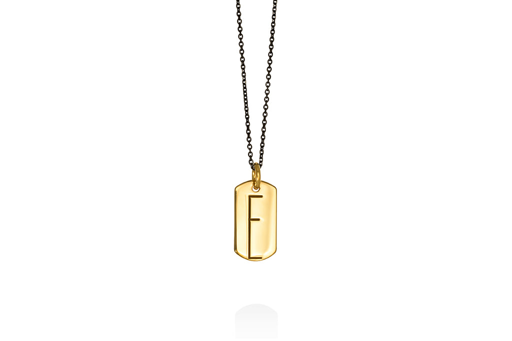 Monogram | tiny tag 18k gold plated vermeil pendant