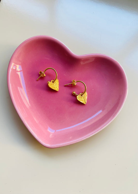 Heart velonies/stitches | small hoop earrings silver or goldplated