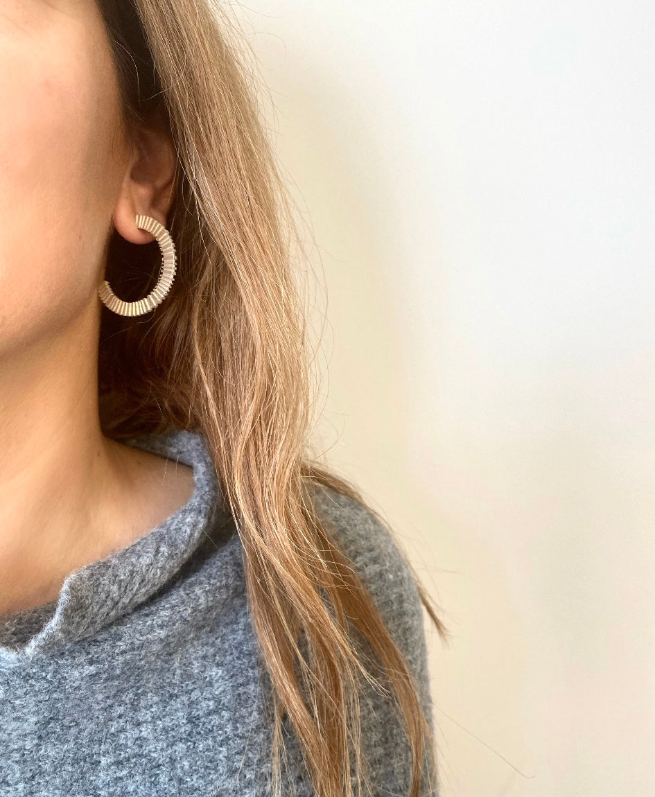Sterling Silver Hollow Circle Earrings with a Long Straight Back – Milina  London