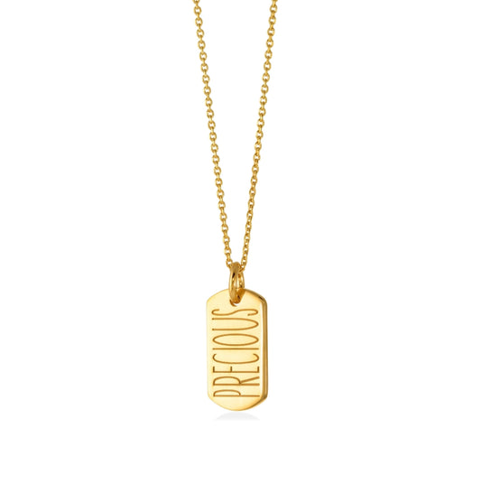 PRECIOUS | mini tag 18k gold plated vermeil pendant