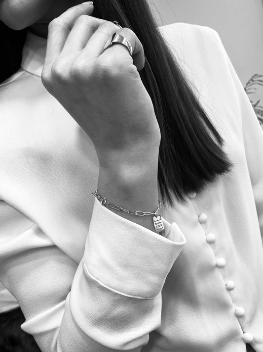 Words mini tag charm bracelet | silver 925