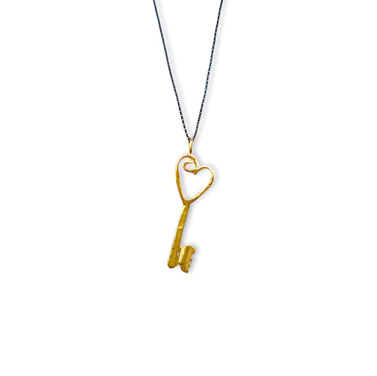 Key heart pendant | silver goldplated